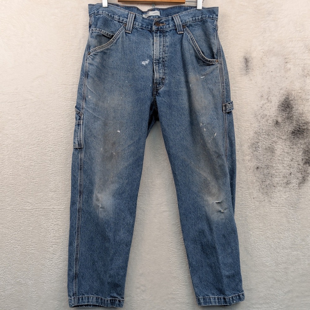 VTG Signature by Levi Strauss Carpenter Jeans Men 38x29 Blue Rugged Workwear Y2K